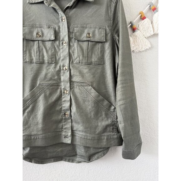Level 99 X Evereve Linen Blend Gina Olive Green Utility Jacket Lightweight S - Picture 4 of 8